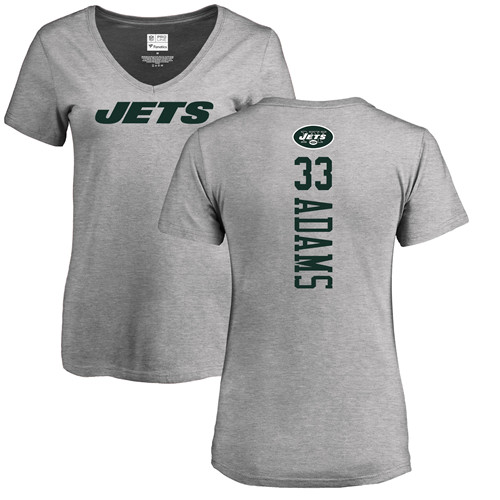 New York Jets Ash Women Jamal Adams Backer NFL Football #33 T Shirt